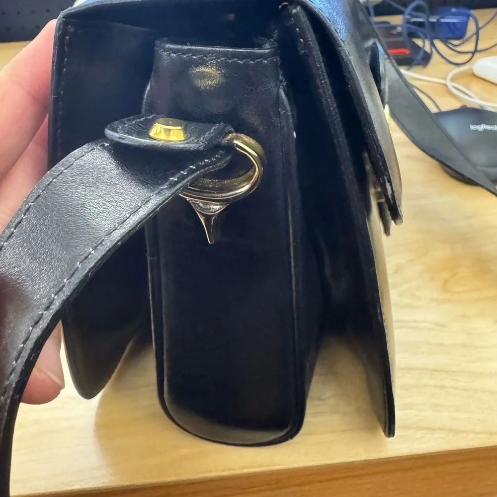 Celine Black and Gold Crossbody Bag with Ornate Clasp - Picture 5 of 12